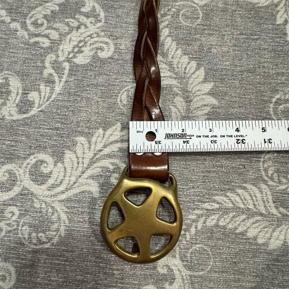 Belt Womens Size M Brown Braided Western Boho Star Concho Buckle - Picture 3 of 4